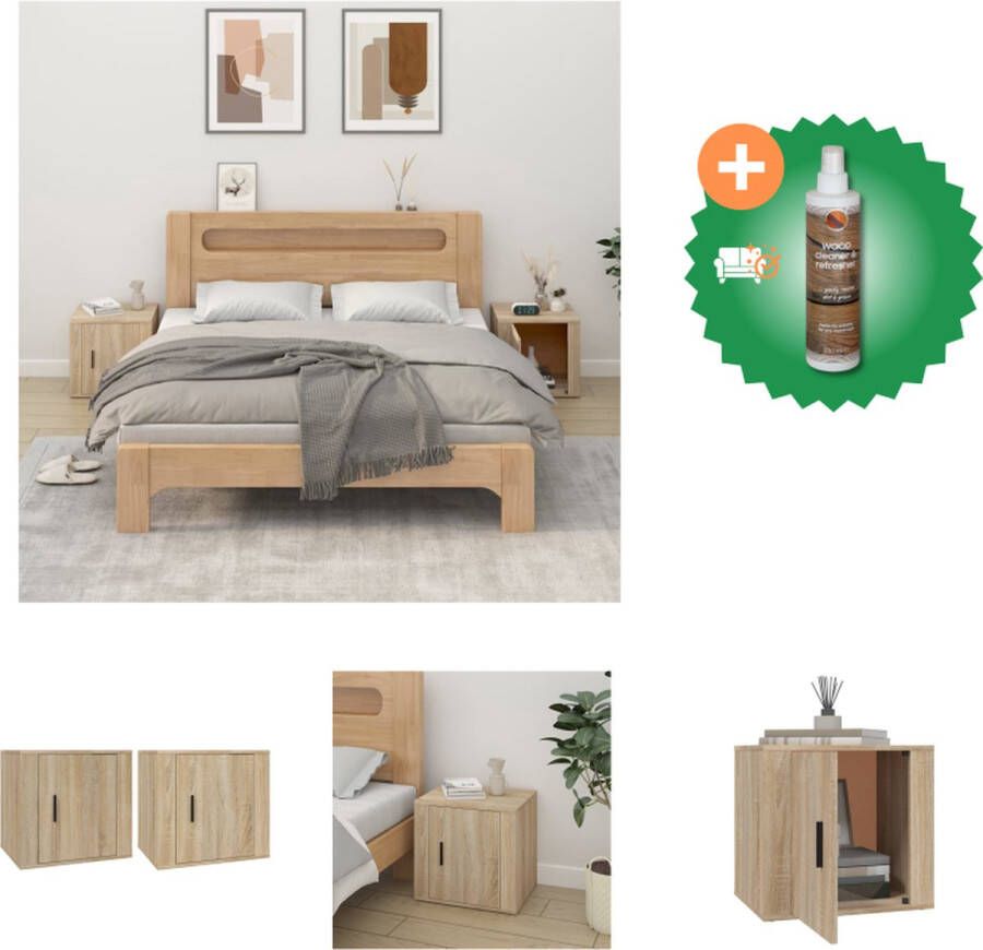 VidaXL Nachtkastjes Bedkastje 50 x 39 x 47 cm Sonoma Eiken Hoge Kwaliteit Kast Inclusief Houtreiniger en verfrisser