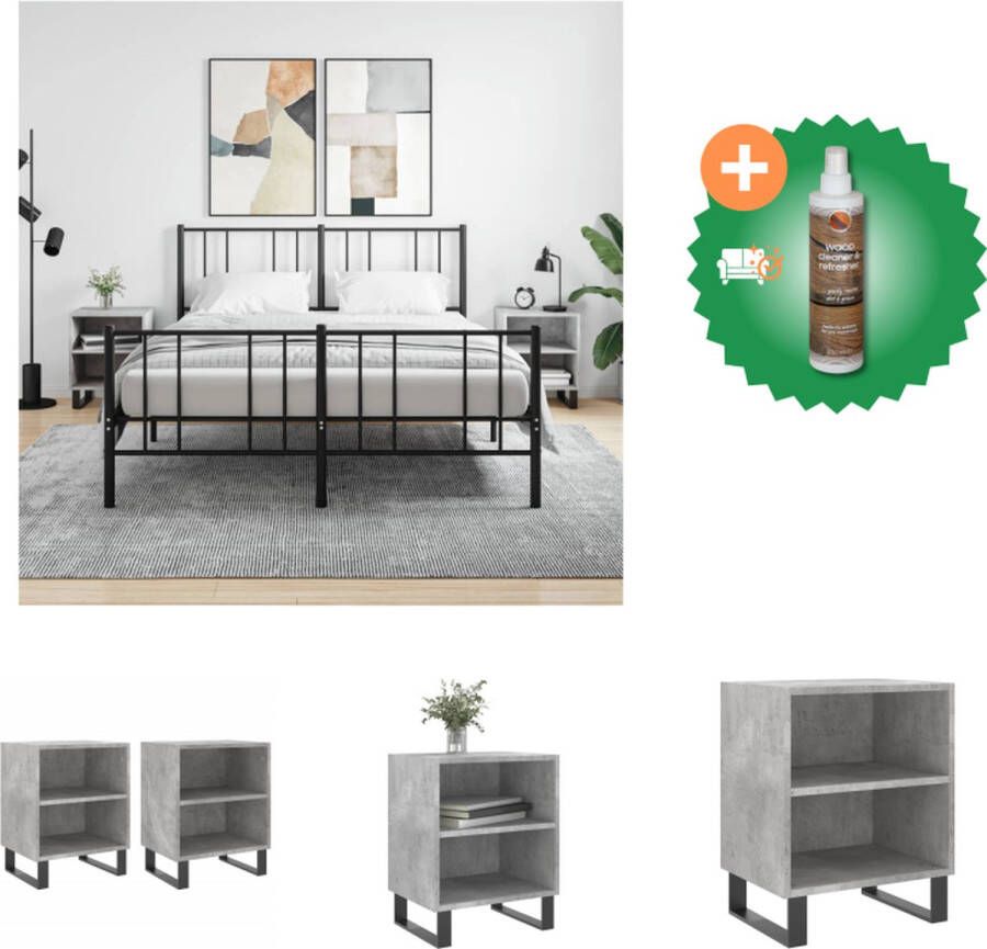 VidaXL Nachtkastje Betongrijs 40x30x50cm Bewerkt Hout Tijdschriften en Decoratieve Objecten Wandmontage vereist Kast Inclusief Houtreiniger en verfrisser - Foto 3