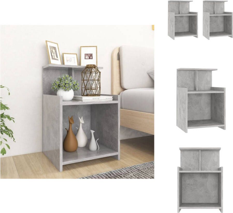 VidaXL Nachtkast Nachtkastje Nachtkastjes Bedkast Nachtkastjes 2 st 40x35x60 cm bewerkt hout betongrijs