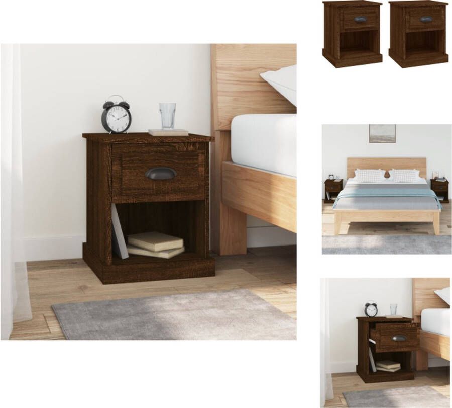 VidaXL Nachtkastje Nachtkastjes Nacht Kastje Nachtkastjes 2 st 39x39x47-5 cm bewerkt hout bruineikenkleurig