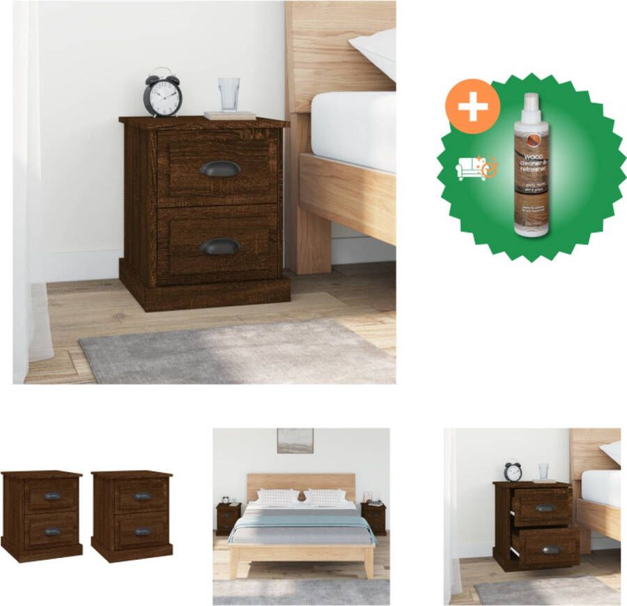 VidaXL Nachtkastjes Bruineiken 39x39x47.5 cm Duurzaam materiaal Voldoende opbergruimte Multifunctioneel ontwerp Montage vereist 2 stuks Kast Inclusief Houtreiniger en verfrisser
