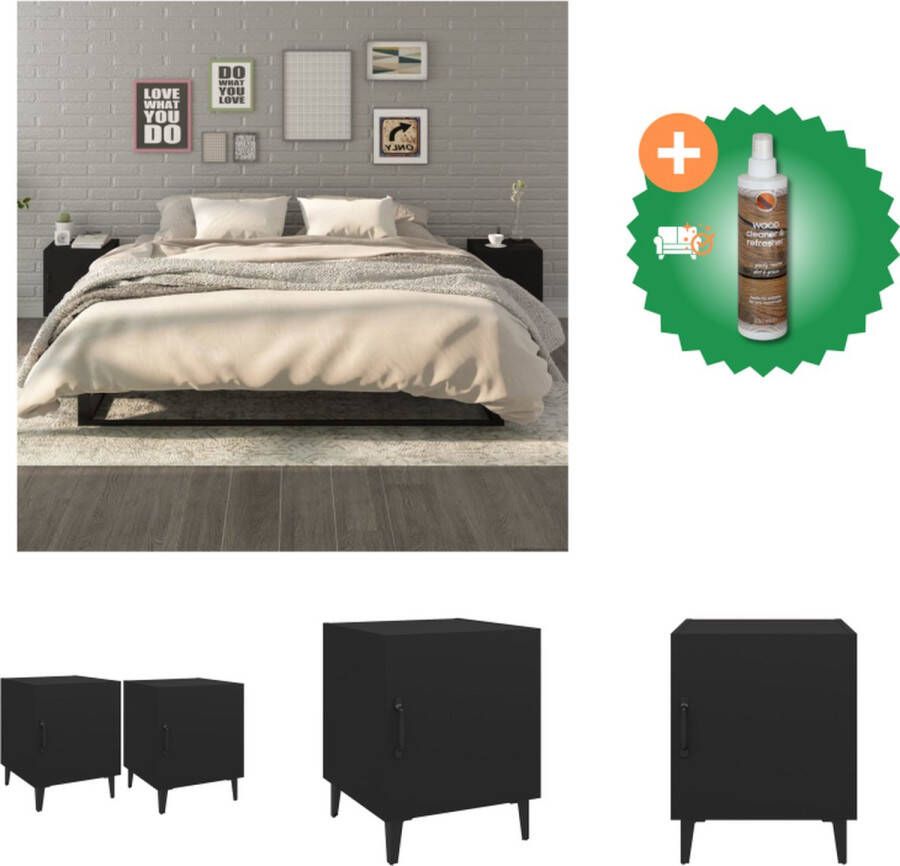 VidaXL Nachtkastjes Elegant Bedkasten 40 x 40 x 50 cm Kleur- Zwart Kast Inclusief Houtreiniger en verfrisser - Foto 2