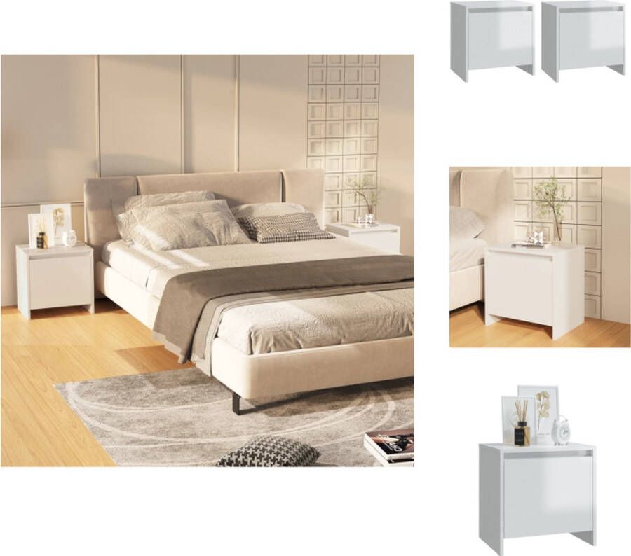 vidaXL Nachtkastjes Elegant Bedkastjes 45 x 34 x 44.5 cm Hoogglans wit Kast