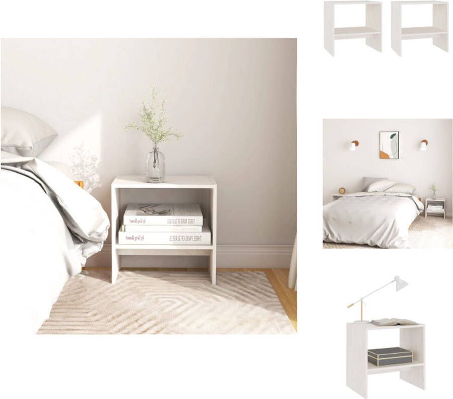 VidaXL Nachtkastje Nachtkastjes Nacht Kastje Nacht Kastjes Nachtkastjes 2 st 40x30 5x40 cm massief grenenhout wit - Foto 4