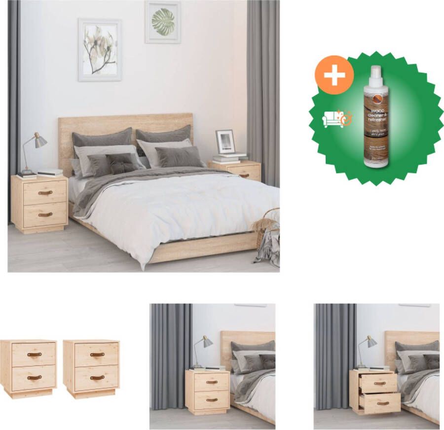 VidaXL Nachtkastjes Massief Grenenhout 40 x 34 x 45 cm opbergruimte flexibele deurinstallatie Kast Inclusief Houtreiniger en verfrisser - Foto 3