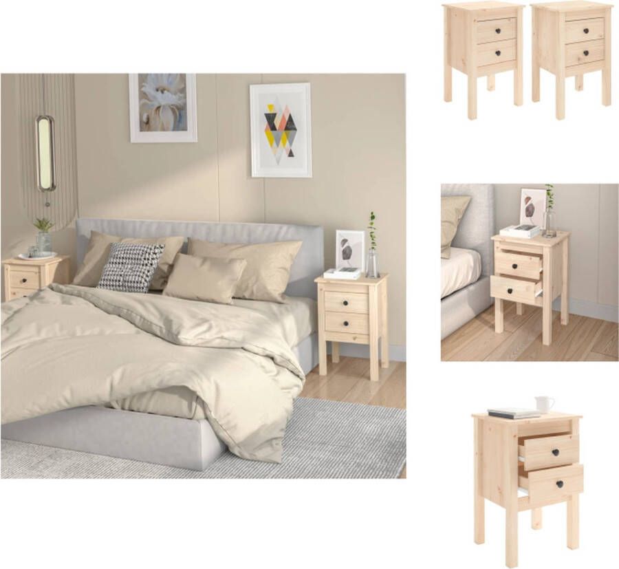 VidaXL Nachtkastje Nachtkastjes Houten Nachtkastje Telefoonkast Nachtkastjes 2 st 40x35x61 5 cm massief grenenhout - Foto 3