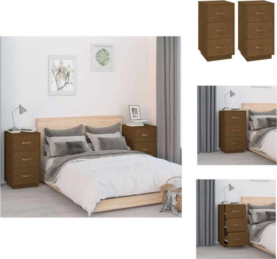 VidaXL Nachtkastje Nachtkastjes Houten Nachtkastje Telefoonkast Nachtkastjes 2 st 40x40x75 cm massief grenenhout honingbruin