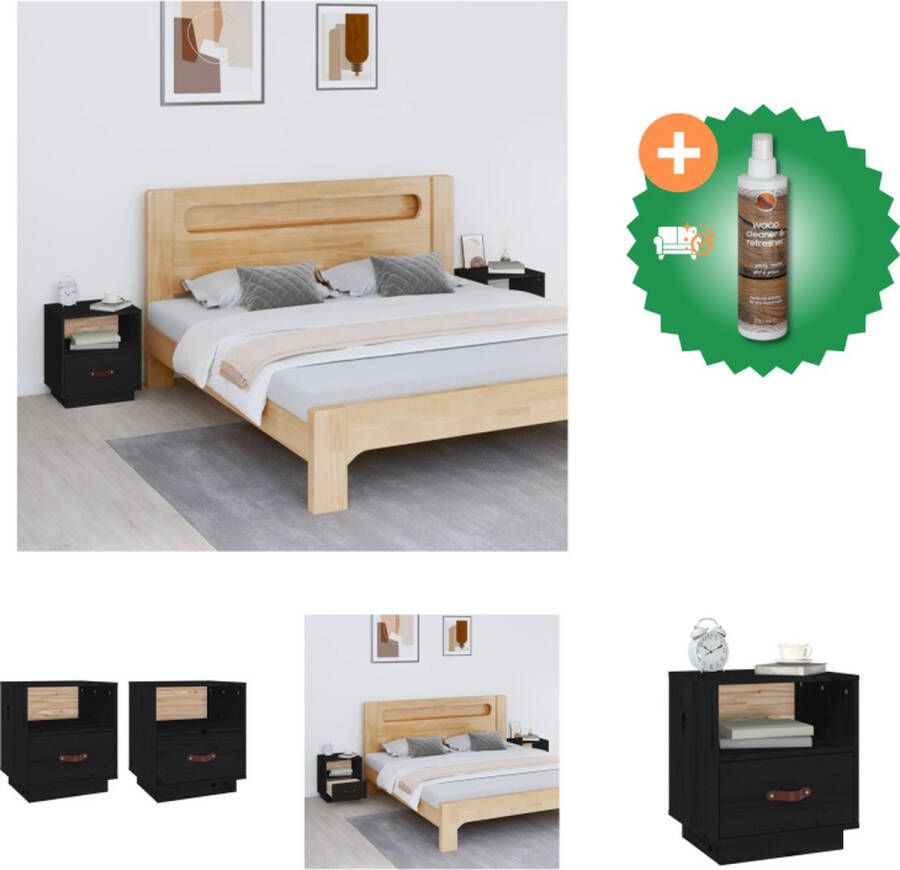 VidaXL Nachtkastje Hout 40 x 34 x 45 cm Flexibele deurinstallatie Stevig blad Kast Inclusief Houtreiniger en verfrisser
