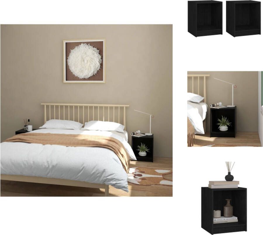 VidaXL Nachtkastje Nachtkastjes Houten Nachtkastje Houten Nachtkastjes 2 st 35 5x33 5x41 5 cm massief grenenhout zwart