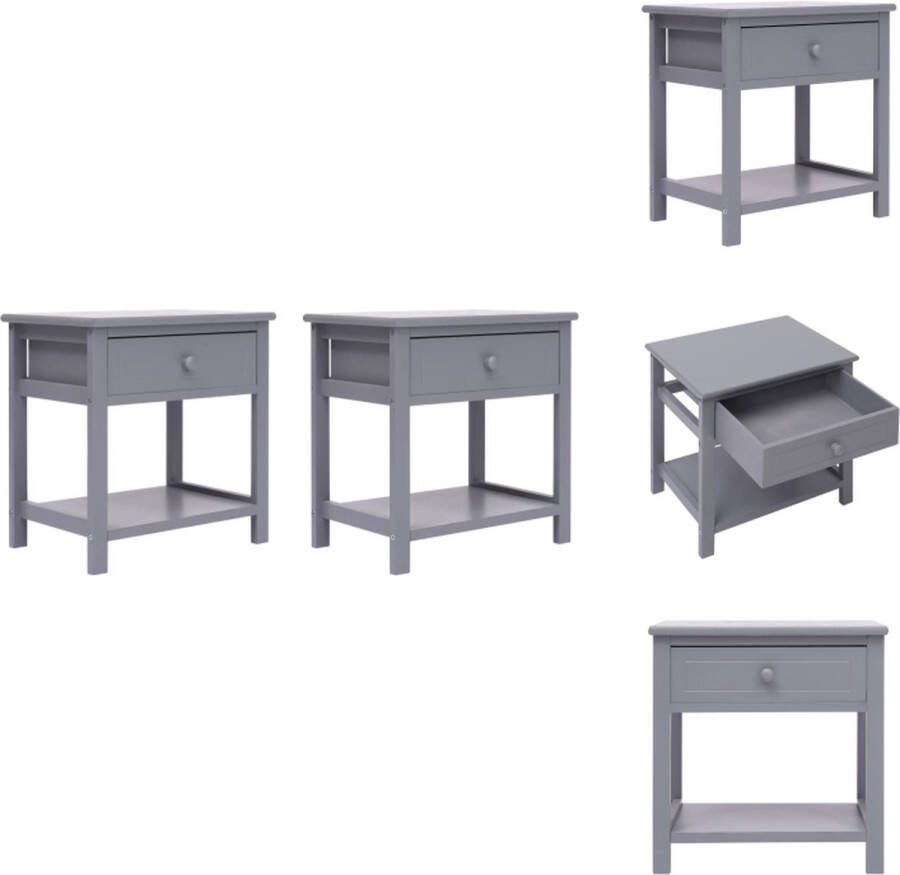 VidaXL Kastje Kastjes Nachtkastje Nachttafel Nachtkastje 2 st 40x29x42 cm paulowniahout grijs - Foto 2