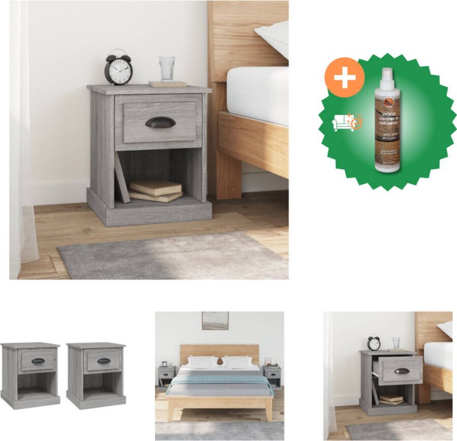 VidaXL Nachtkastjes Grijs Sonoma Eiken Bewerkt Hout 39 x 39 x 47.5 cm Duurzaam Multifunctioneel Kast Inclusief Houtreiniger en verfrisser
