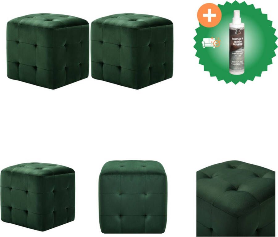 VidaXL Nachtkastjes Groen 30 x 30 x 30 cm Houten frame en fluweel stoffen bekleding Kast Inclusief Reiniger