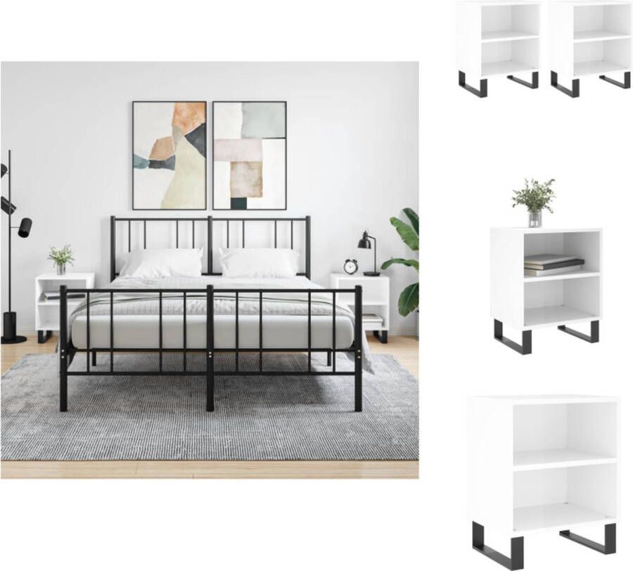 VidaXL Nachtkastjes Hoogglans wit 40 x 30 x 50 cm Bewerkt hout en ijzer Kast