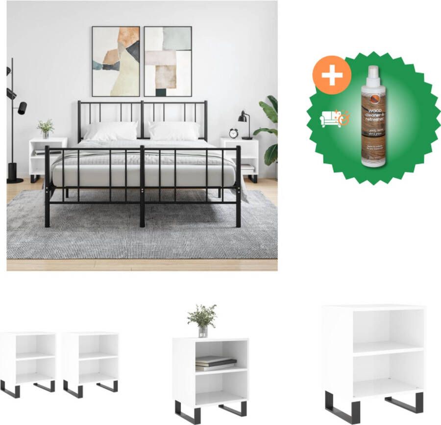 VidaXL Bedkasten Nachtkastje Hoogglans wit 40 x 30 x 50 cm Duurzaam hout Kast Inclusief Houtreiniger en verfrisser