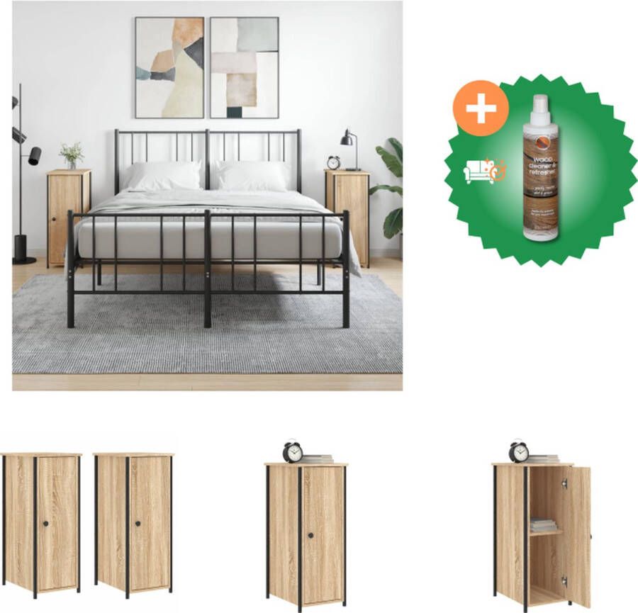 VidaXL Nachtkastjes Industrieel Sonoma eiken 32 x 42 x 80 cm Duurzaam hout en ijzer Kast Inclusief Houtreiniger en verfrisser