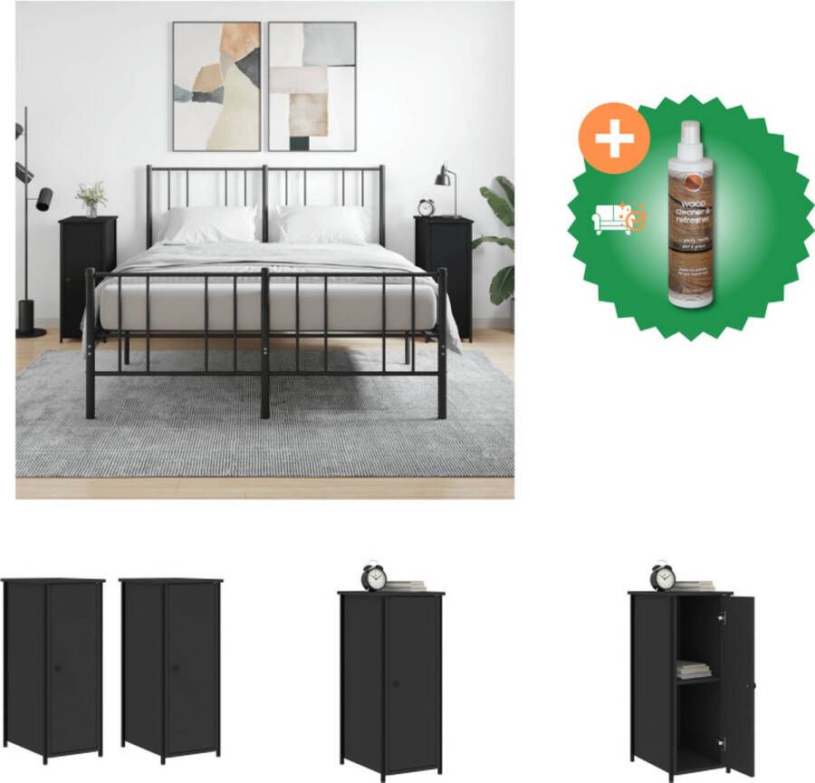 VidaXL Nachtkastjes Industrieel Zwart 32 x 42 x 80 cm Duurzaam bewerkt hout en ijzer Kast Inclusief Houtreiniger en verfrisser
