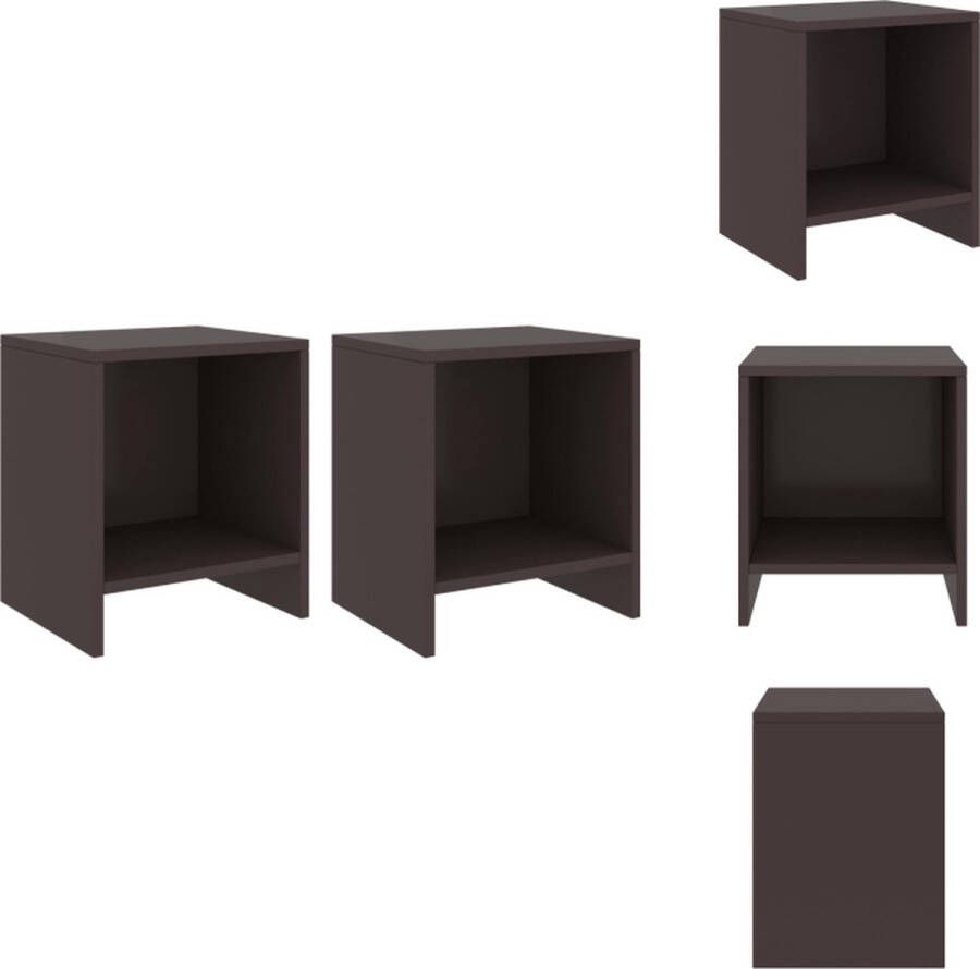 VidaXL Nachtkastje Nachtkastjes Houten Nachtkastje Houten Nachtkastjes 2 st 35x30x40 cm massief grenenhout donkerbruin - Foto 2