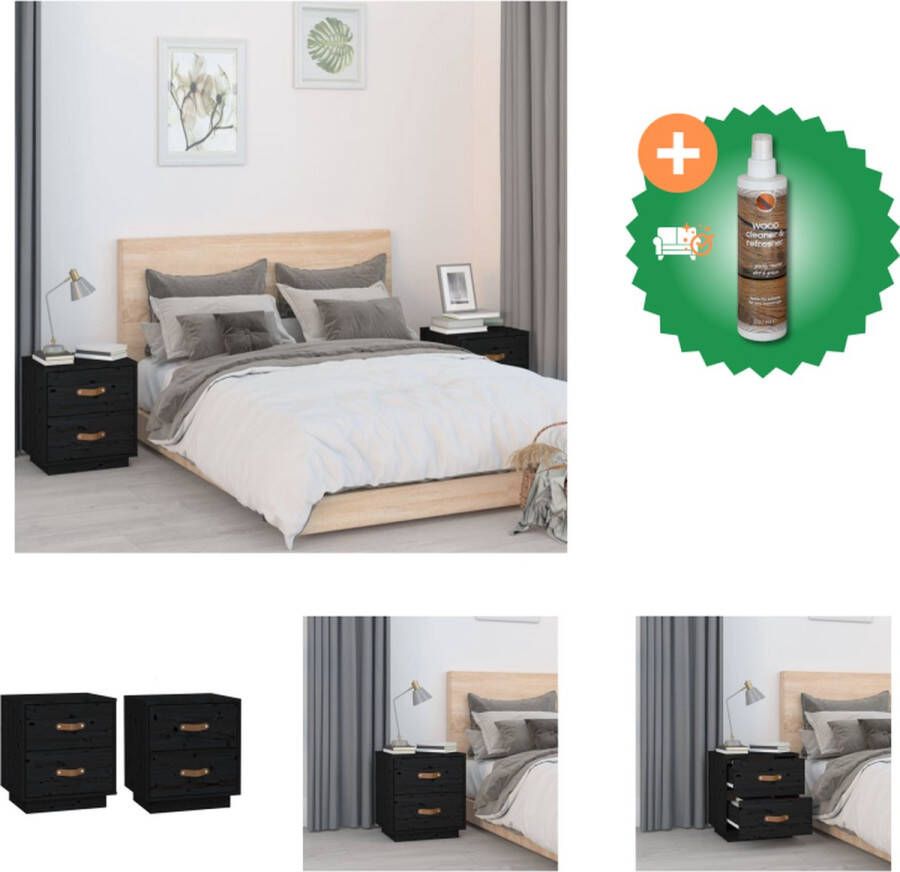 VidaXL Nachtkastje Hout 40 x 34 x 45 cm Flexibele deurinstallatie Stevig blad Kast Inclusief Houtreiniger en verfrisser - Foto 2
