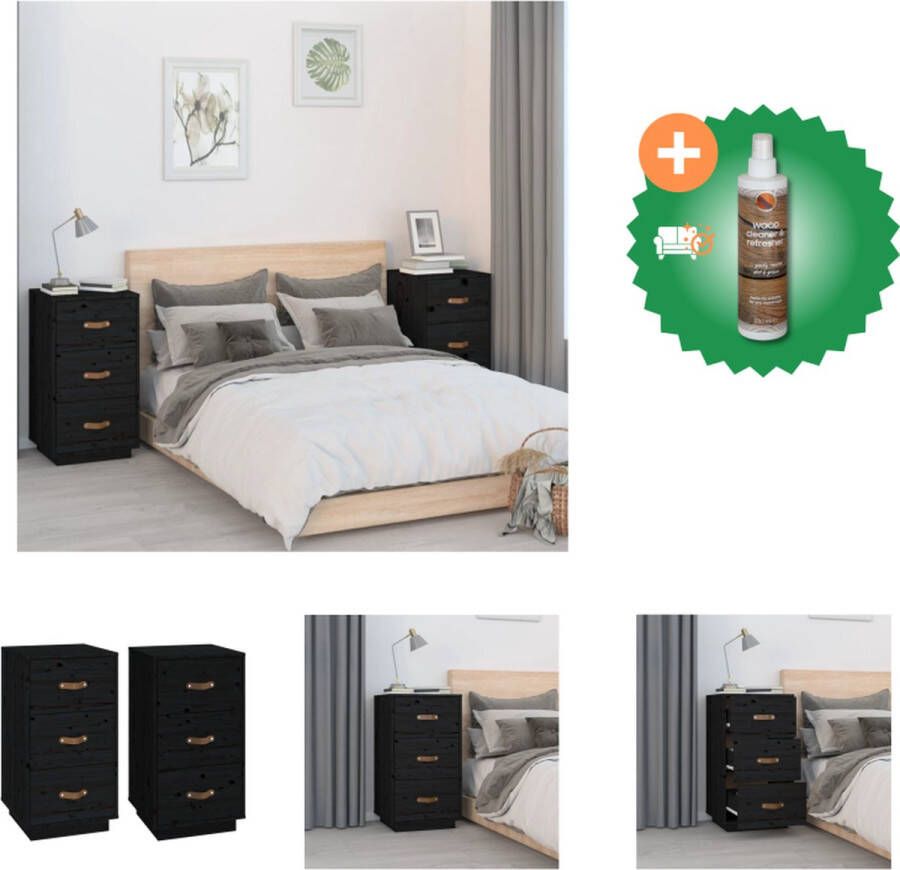 VidaXL Nachtkastjes Massief grenenhout 40 x 40 x 75 cm 3 lades Kast Inclusief Houtreiniger en verfrisser