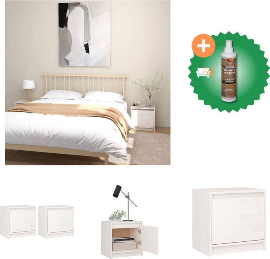 VidaXL nachtkastjes Massief grenenhout 40x30.5x40 cm (set van 2) Kast Inclusief Houtreiniger en verfrisser