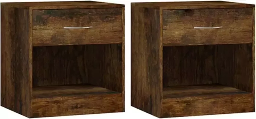 VidaXL -Nachtkastjes-met-lade-2-st-gerookt-eikenkleurig - Foto 4