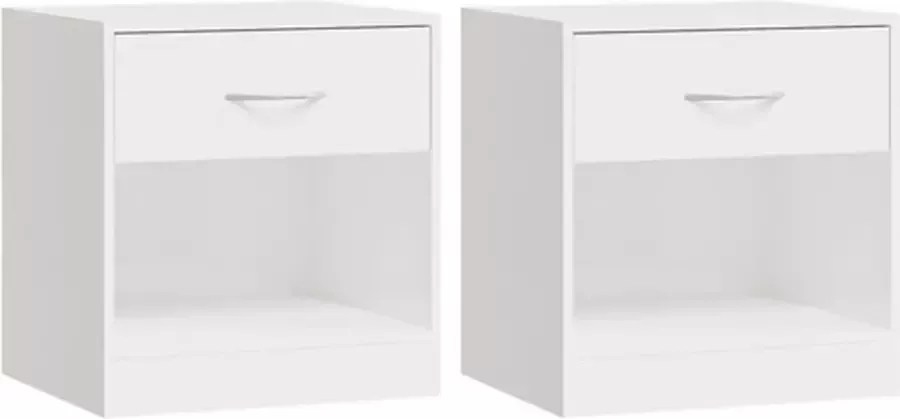 VidaXL -Nachtkastjes-met-lade-2-st-hoogglans-wit - Foto 4