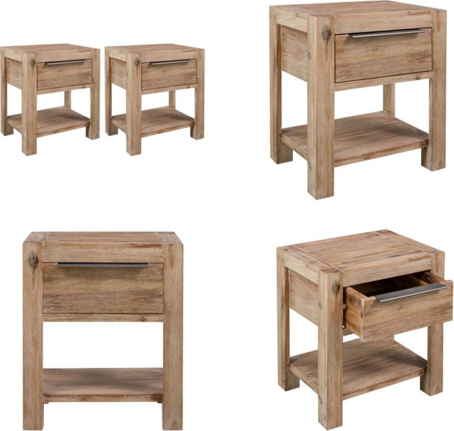 VidaXL Nachtkastjes met lades 2 st 40x30x48 cm massief acaciahout Nachtkast Nachtkasten Nachtkastje Nachtkastjes