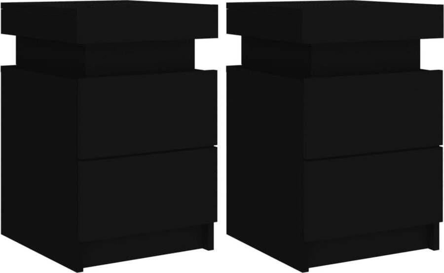 VidaXL -Nachtkastjes-met-LED-verlichting-2-st-35x39x55-cm-zwart - Foto 2