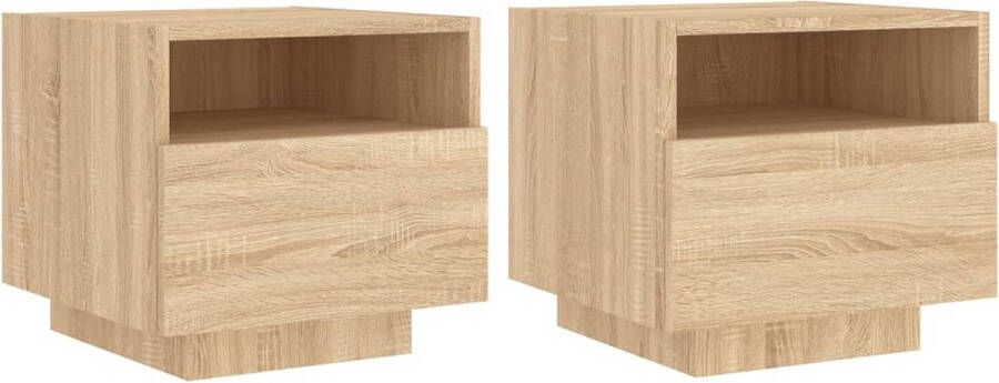 VidaXL -Nachtkastjes-met-LED-verlichting-2-st-40x39x37-cm-sonoma-eiken - Foto 4