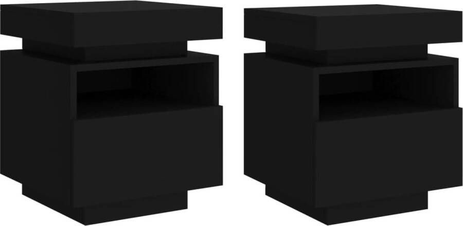 VidaXL -Nachtkastjes-met-LED-verlichting-2-st-40x39x48 5-cm-zwart - Foto 2