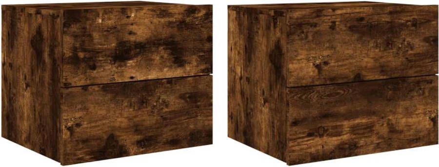 VidaXL Nachtkastjes met LED's Set van 2 Nachtkastjes Wandkasten Led Lampen Slaapkamersdecoratie Houten Kasten