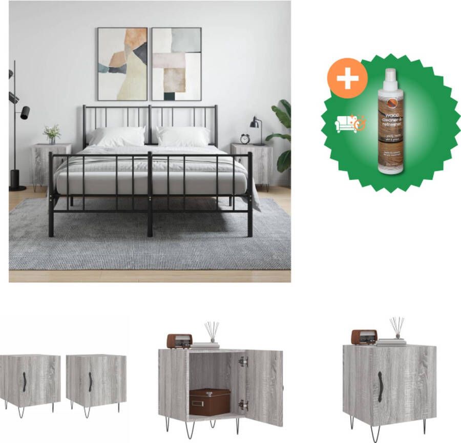 VidaXL Nachtkastjes Moderne Charme Meubelen Afmetingen- 40x40x50 cm Kleur- Grijs Sonoma Eiken Materiaal- Bewerkt hout ijzer aluminium Meer informatie beschikbaar Kast Inclusief Houtreiniger en verfrisser