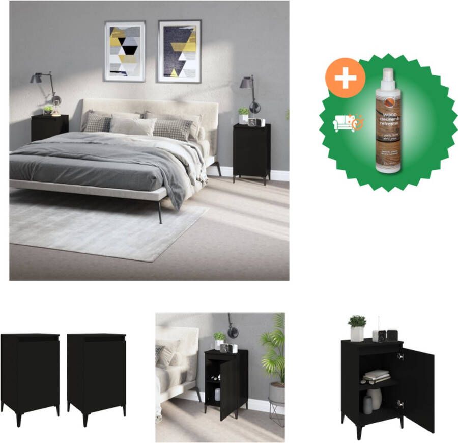 VidaXL Nachtkastje Trendy Meubelen Afmetingen- 40 x 35 x 70 cm Kleur- zwart Kast Inclusief Houtreiniger en verfrisser