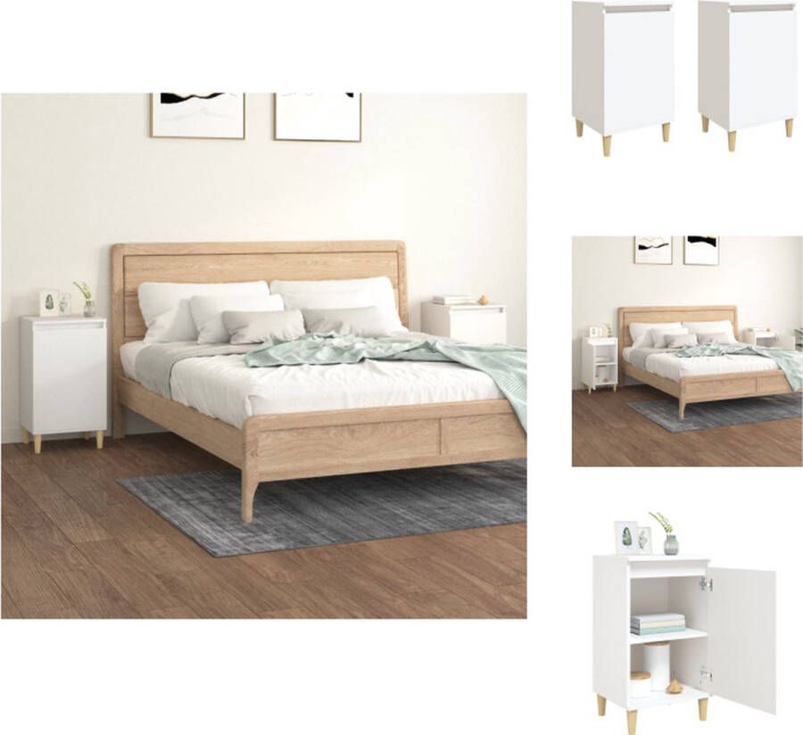 VidaXL Nachtkastje Nachtkastjes Nacht Kastje Nachtkastjes 2 st 40x35x70 cm bewerkt hout wit