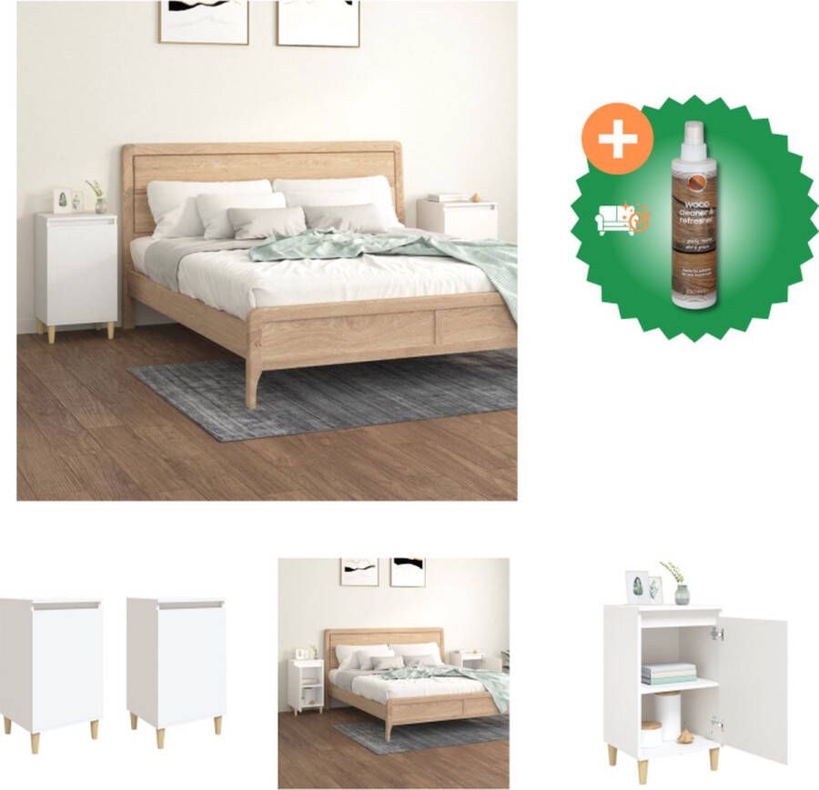 VidaXL Nachtkastjes Nachtkastje Afmetingen- 40 x 35 x 70 cm Wit Kast Inclusief Houtreiniger en verfrisser - Foto 2