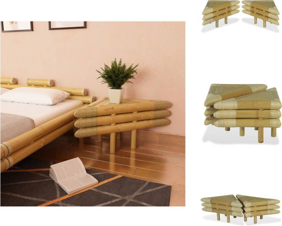 VidaXL Nachtkastjes Naturel bamboe 60 x 60 x 40 cm Modulair Kast