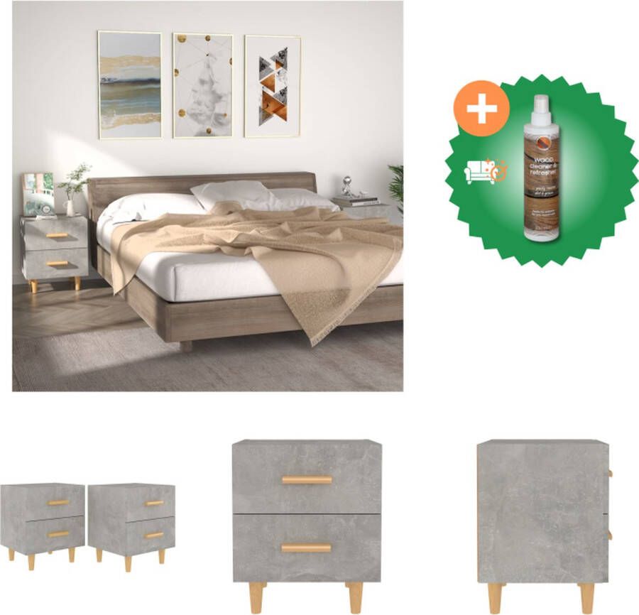 VidaXL Nachtkastjes Scandinavische bewerkt hout 40 x 35 x 47.5 cm betongrijs Kast Inclusief Houtreiniger en verfrisser