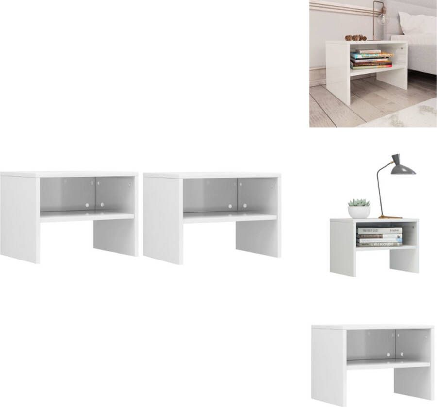 VidaXL Nachtkastje Nachtkastjes Bedkastje Bedkastjes Nachtkastjes 2 st 40x30x30 cm bewerkt hout hoogglans wit - Foto 2