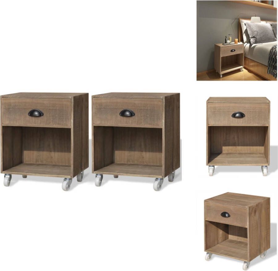 VidaXL Kast Kasten Kastje Kastjes Nachtkastjes 2 st massief hout bruin