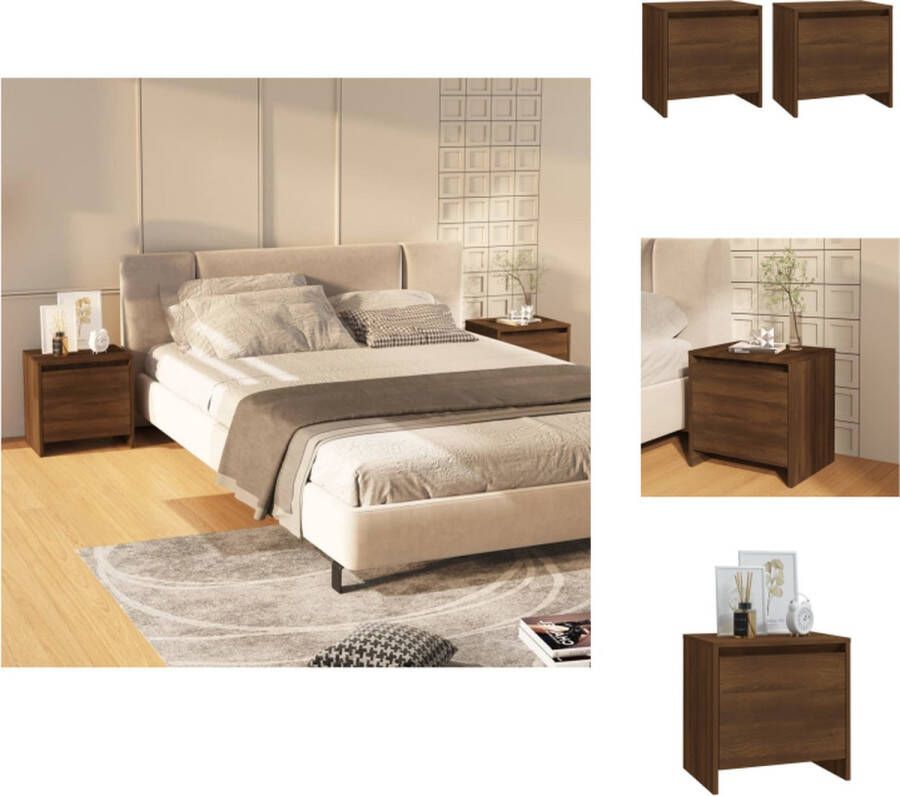 VidaXL Nachtkastjes Set Timeless Bedkastje 45 x 34 x 44.5 cm Bruineiken materiaal Kast