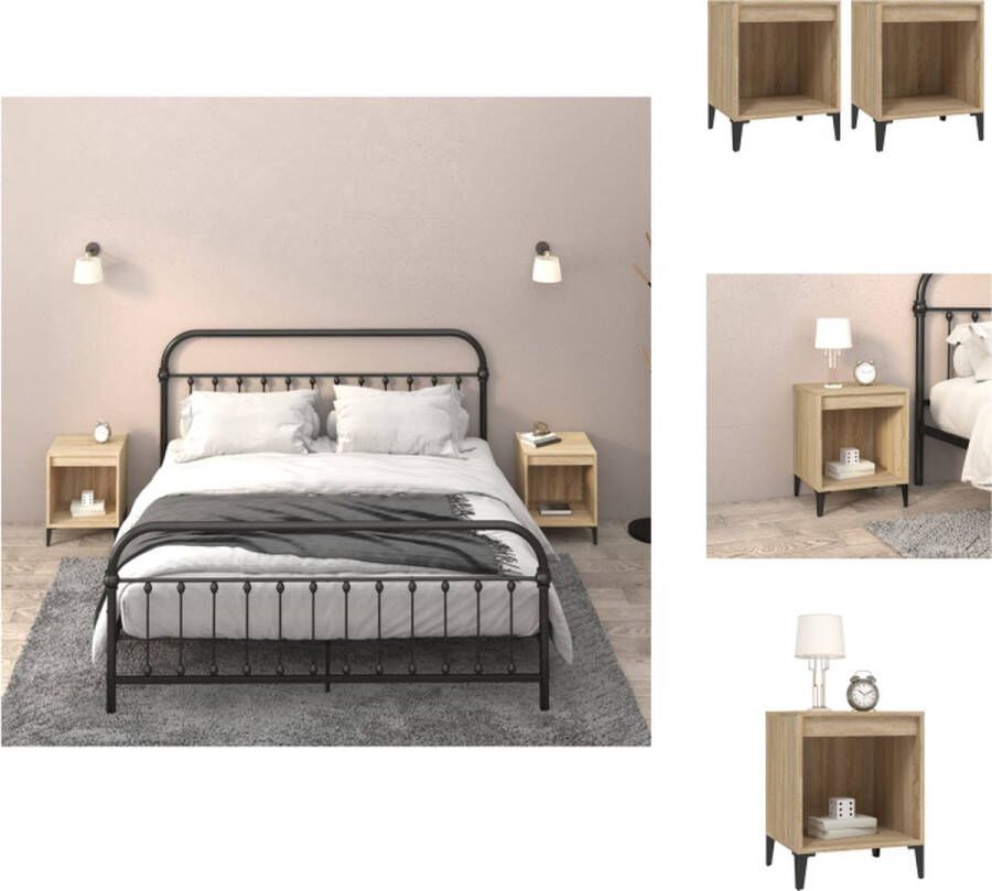 VidaXL Nachtkastje Nachtkastjes Houten Nachtkastje Slaapkamerkast Nachtkastjes 2 st 40x35x50 cm sonoma eikenkleurig - Foto 3