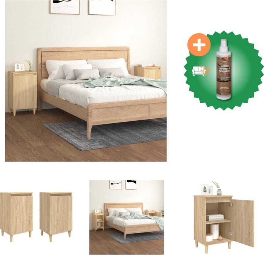 VidaXL Nachtkastjes 2 st 40x35x70 cm bewerkt hout sonoma eikenkleurig Kast Inclusief Houtreiniger en verfrisser