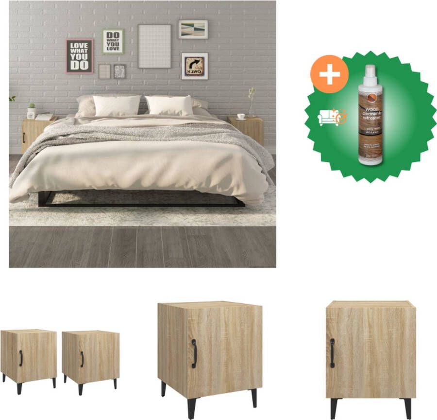 VidaXL Nachtkastjes 2 st bewerkt hout sonoma eikenkleurig Kast Inclusief Houtreiniger en verfrisser