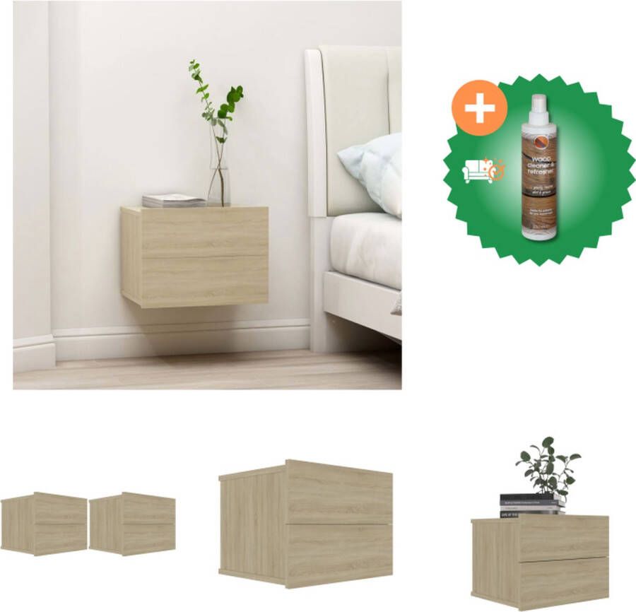 VidaXL Nachtkastjes 2 st 40x30x30 cm spaanplaat sonoma eikenkleurig Kast Inclusief Houtreiniger en verfrisser