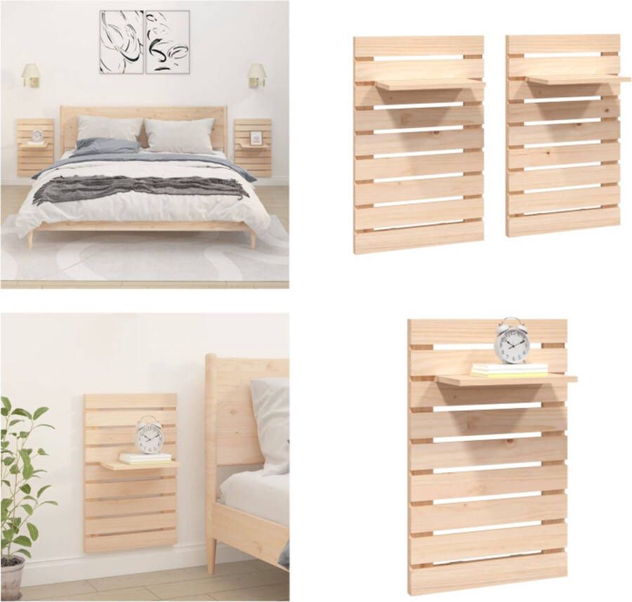 VidaXL Nachtkastjes wandgemonteerd 2 st massief grenenhout Zwevend Nachtkastje Zwevende Nachtkastjes Wandgemonteerd Nachtkastje