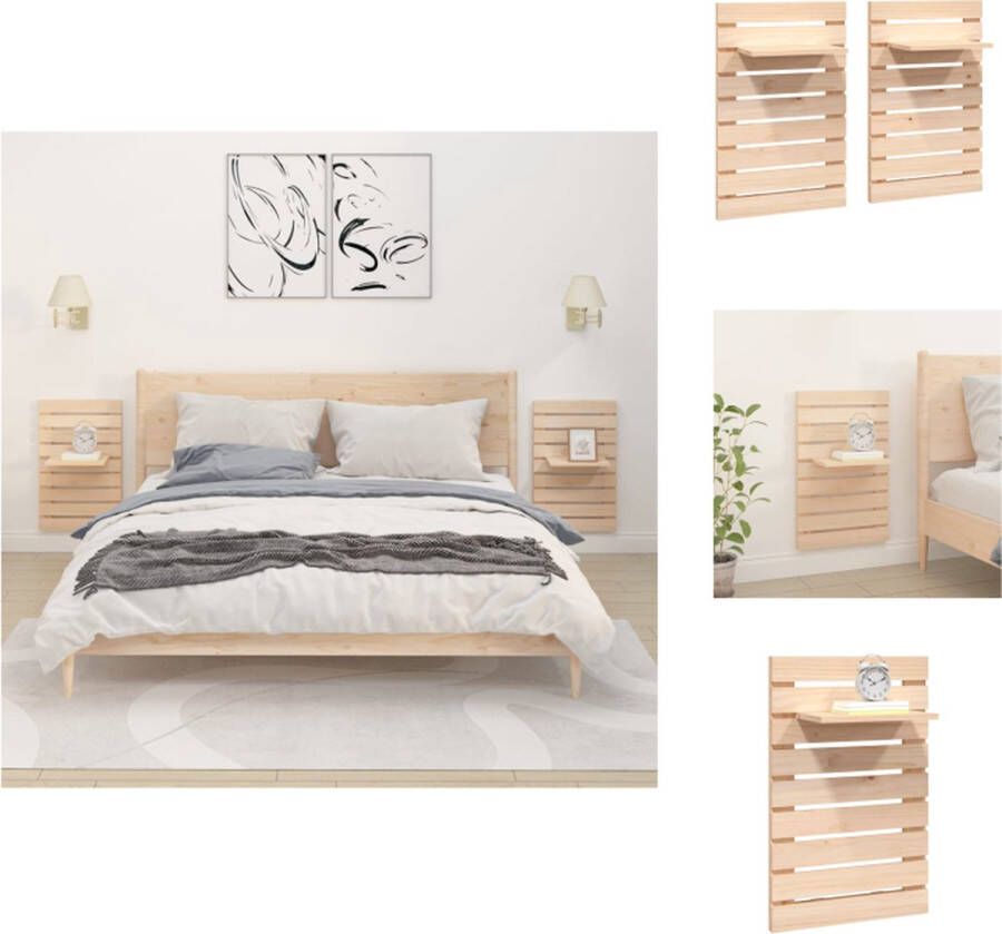VidaXL Zwevend Nachtkastje Zwevende Nachtkastjes Wandgemonteerd Nachtkastje Nachtkastjes wandgemonteerd 2 st massief grenenhout - Foto 2