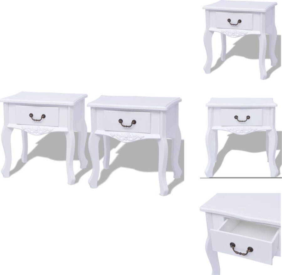 VidaXL Nachtkastje Nachtkastjes Ladekast Ladekasten Nachtkastjes 2 stuks MDF wit