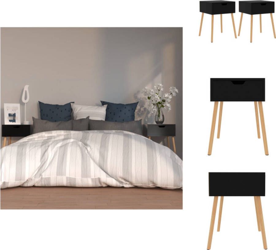 VidaXL Nachtkastje Nachtkastjes Nachtkast Nachtkasten Nachtkastjes 2 st 40x40x56 cm bewerkt hout hoogglans zwart