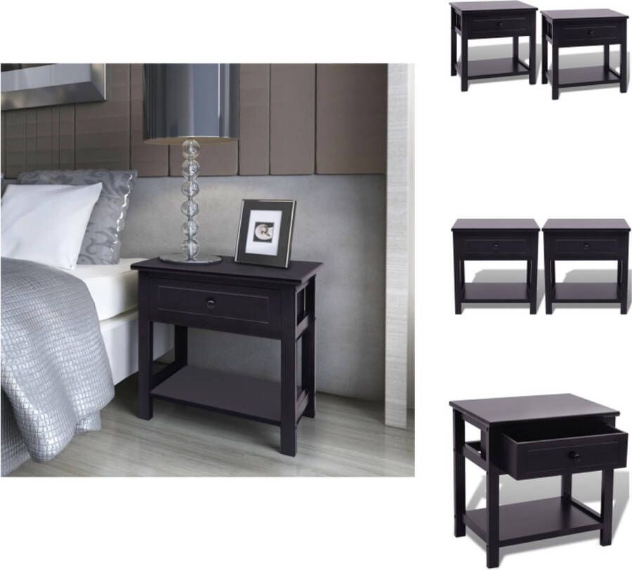 VidaXL Kast Kasten Kastje Kastjes Nachtkastjes 2 st hout zwart - Foto 2