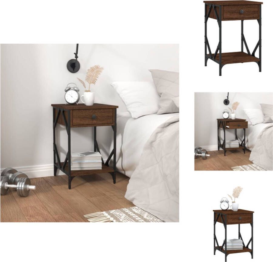 VidaXL Nachttafel Industriële Stijl 40 x 42 x 60 cm Bruineiken Kast